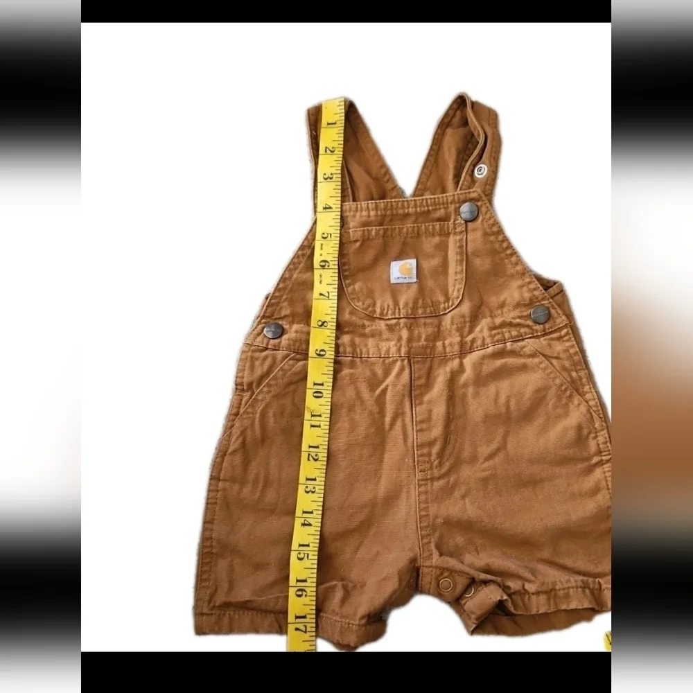 Carhartt Unisex Brown Cotton Snap Bottom Baby Classic Overall Shorts 18M